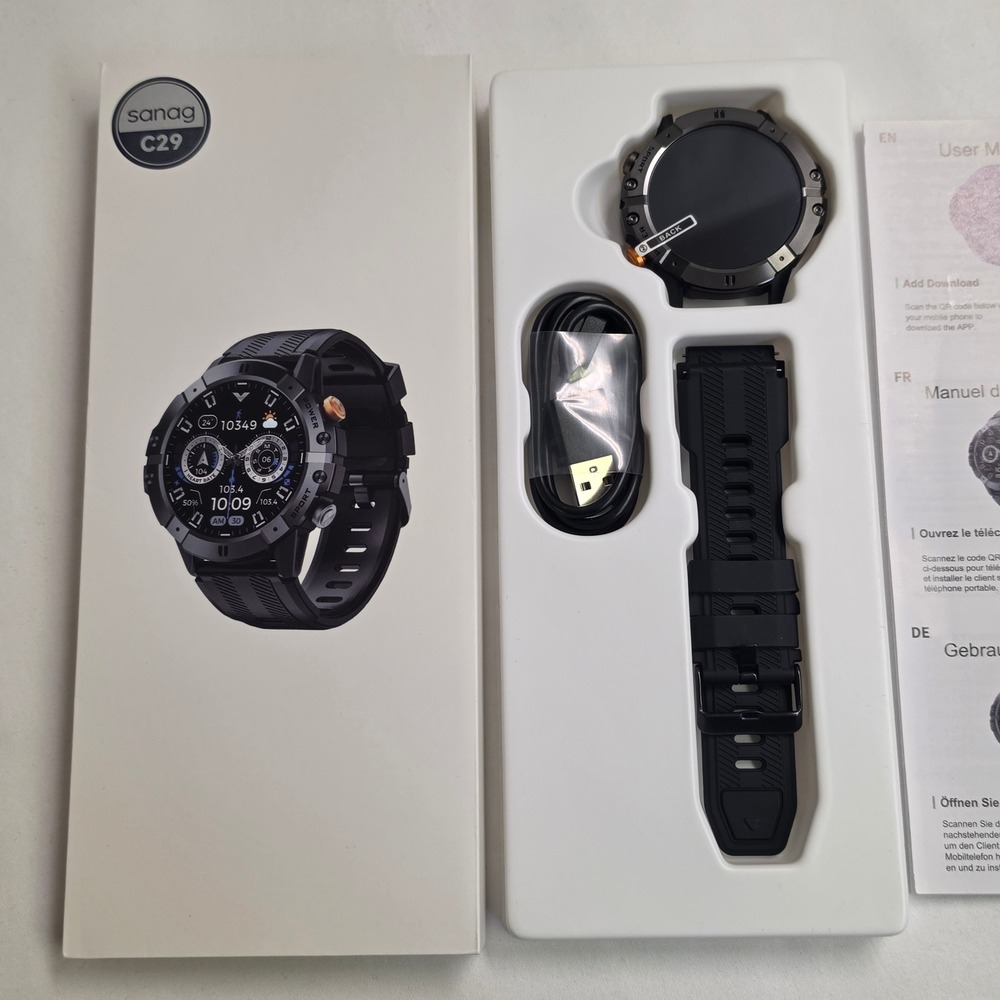 Sanag C29 Smart Watch Black 1.52in HD Screen Bluetooth Call Heart Rate Monitor